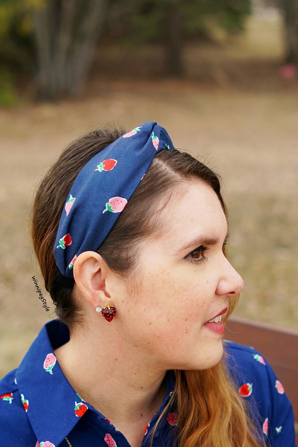 Winnipeg Style, Canadian fashion blog, Kate Spade tutti fruit strawberry earrings, Kate Spade cotton strawberry headband, modern vintage spring summer outfit